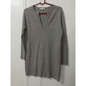 Blossom cashmere 100%  womens medium split neck sweater dress gray